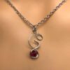 Stainless Steel Wire Initial Necklace with Birthstone - Image 4