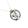 Argentium Sterling Silver Hummingbird Necklace with Garnet Stone - Image 3
