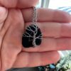 Wire Wrapped Stainless Steel Black Geode Tree of Life Necklace - Image 6