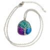 Wire Wrapped Stainless Steel Rainbow Quartz Tree of Life Necklace - Image 5