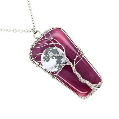 Stainless Steel Full Moon Tree of Life Necklace
