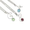Stainless Steel Wire Initial Necklace with Birthstone - Image 2