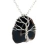 Wire Wrapped Stainless Steel Black Geode Tree of Life Necklace - Image 4