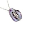 Wire Wrapped Stainless Steel Purple Geode Tree of Life Necklace - Image 2