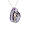 Wire Wrapped Stainless Steel Purple Geode Tree of Life Necklace - Image 4