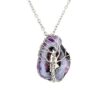Wire Wrapped Stainless Steel Purple Geode Tree of Life Necklace - Image 3