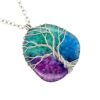 Wire Wrapped Stainless Steel Rainbow Quartz Tree of Life Necklace - Image 2