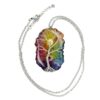 Wire Wrapped Stainless Steel Rainbow Quartz Tree of Life Necklace - Image 5