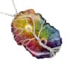 Wire Wrapped Stainless Steel Rainbow Quartz Tree of Life Necklace - Image 2