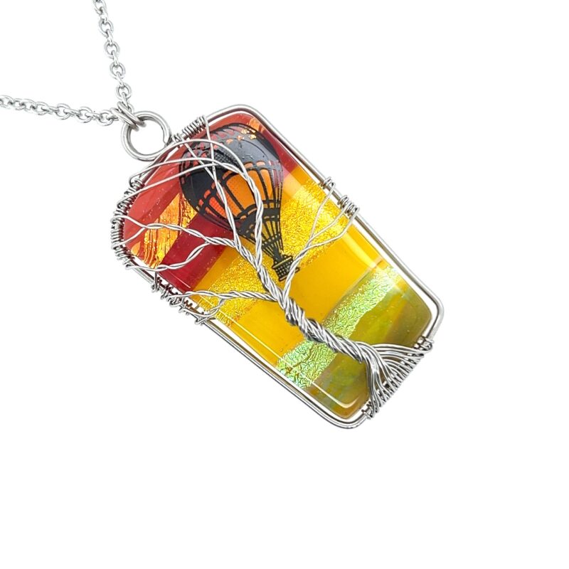 Stainless Steel Hot Air Balloon Tree of Life Necklace