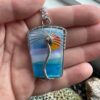 Fused Glass Stainless Steel Wire Palm Tree of Life Necklace - Image 6