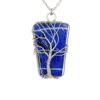 Blue Fused Glass Stainless Steel Wire Tree of Life Necklace - Image 4