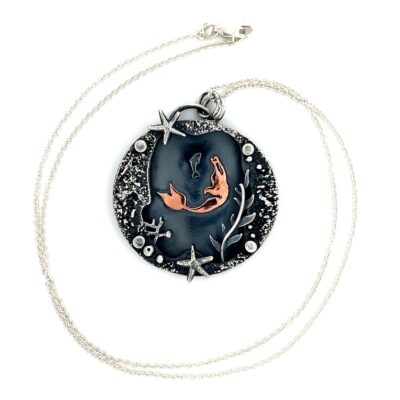 Argentium Sterling Silver Kiss the Girl Mermaid Necklace