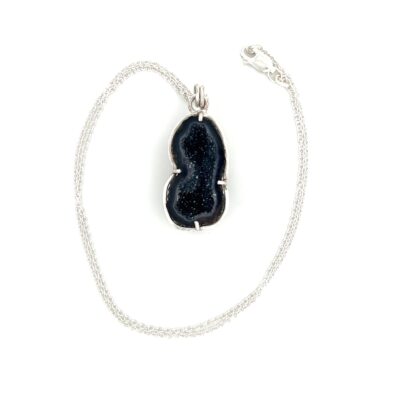 Argentium Sterling Silver Mexican Tabasco Geode Necklace